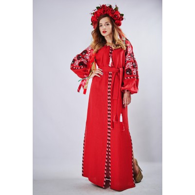 Embroidered Boho Maxi Dress "Charm 3" Red